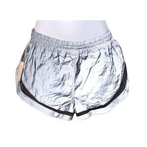 Free People Womens sz XS silver mesh shorts active reflective
